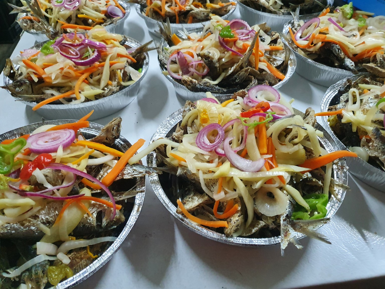 Individual escoveitch fish servings